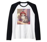 Bobcat divertido gato jengibre Bob corte de pelo obra de arte elegante único Camiseta Manga Raglan