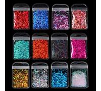 BOBEINI Alfabeto Holográfico Láser - Letras Chunky Glitter Resina epoxi Festival Chunky Letters Lentejuelas Mixtas 2g por 12 Colores