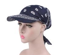BOBEINI Gorro de bufanda, unisex, con visera preajustada, bandana turbante para mujer, bohemio, cachemira, estampado floral, nudo trasero, gorra de béisbol ajustable para el sol, bufanda