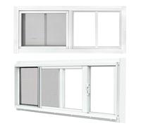 BOBIBAN Paquete de 2 Ventanas para Cobertizo, Ventana Corredera Blanca de 10"x 23" Adecuada para Gallinero, Cobertizo, Hogar, Granero - Ventana de Dintel con Vidrio Templado y Malla de Fibra de Vidrio