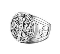 BOBIJOO JEWELRY - Bague Chevalière Homme Croix Saint Benoît Protection Démon Acier Argenté Brut - 19 (9 US)