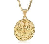 BOBIJOO JEWELRY - Colgante, Espíritu Santo Veni, Sancte Spiritus De Acero De Oro + Cadena