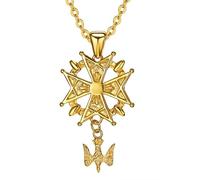 BOBIJOO JEWELRY - Cruz Colgante Hugonotes Protestantes del Sur De Acero De Oro + Cadena