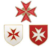 BOBIJOO Jewelry - Juego de 3 pines templarios de la Cruz de Malta