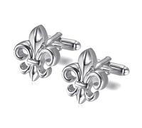 BOBIJOO JEWELRY - Paire Boutons de Manchette Fleur de Lys Argenté Symbole Patriote Royaliste