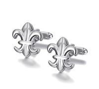BOBIJOO JEWELRY - Paire de Boutons de Manchette Fleur de Lys France Argenté Lis 19x17mm