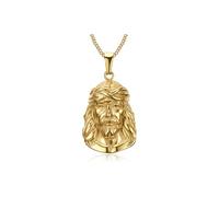 BOBIJOO JEWELRY - Pendentif Collier Tête de Jésus Christ Acier Inoxydable 316L Plaqué Doré Or Chaîne