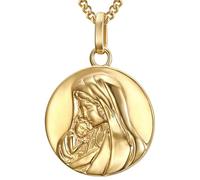 BOBIJOO JEWELRY - Pendentif Médaille Collier Vierge à l'enfant Jésus 25mm Femme Acier inoxydable Or Plaqué
