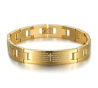 BOBIJOO JEWELRY - Pulsera de Hombre de la Acera de Acero de Titanio de Calidad de Cruz Negra de la Oración de Nuestro Padre 22cm