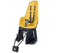 BOBIKE 8012200021 - Silla Bicicleta Trasera One Maxi 1P&E-BD para Portaequipajes y Cuadro - Versátil con Opciones de Montaje Dual, para niños de 9 Meses a 6 años, hasta 22 kg, Mostaza Poderosa