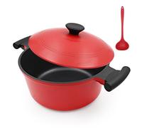 Bobikuke Olla ligera para horno holandés de 4,3 L con tapa, horno holandés de aluminio antiadherente, olla de cocina para estofado, brasear, hervir a fuego lento y freír, ollas de inducción para todas