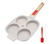 Bobikuke Sartén Tortitas con Mango Extraíble, Sartén Huevos Poche de 4 Agujeros Sartén Antiadherente de Aluminio para Desayuno Huevos Fritos Panqueques - Blanco