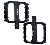 BOBILIFE Pedales de bicicleta de montaña con 2 rodamientos, pedales planos de aluminio de 9/16 pulgadas, plataforma ligera para carretera, montaña, BMX, bicicleta MTB