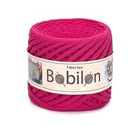 Bobilon Hilo para camiseta estilo Fettuccini Zpagetti, 7-9 mm, hilo para tejer, hilo orgánico en T, hilo de macramé, hilo de cinta 100% algodón, hilo de jersey, color rosa intenso