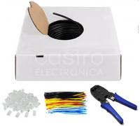 Bobina 100 mts Cable UTP CAT6 con Accesorios (100 Clavijas RJ45 Pinzas Hebilla y Pinza Crimpadora)