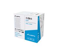 BOBINA CABLE RED LANBERG UTP RJ45 1GB/S SOLIDO CCA AWG23 100M GRIS