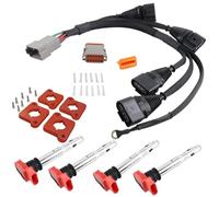 Bobina coche Compatible Con VW Para Passat B5 Para Golf Para J&etta 1,8 T A 2,0 T FSI R8 Kit De Encendido Bobina ICM En Paquetes De Enchufe Arnés De Conversión(Red)