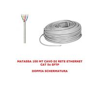 Bobina de 100 metros de cable de red SFTP CAT 5E LAN Ethernet Internet - doble pantalla, Access Point (punto de acceso), gris