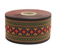 Bobina de 11 yardas, cinta de bordado geométrico de mosaico rojo naranja de 1.97 pulgadas, cinta de bordado tejida para decoración del hogar, ropa y diseño de disfraces 50997