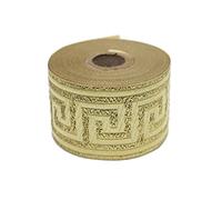 Bobina de 11 yardas de ancho de 5 cm de ancho, cinta decorativa de jacquard con llave griega dorada metálica 50062