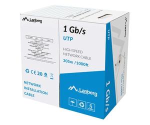 Bobina De Cable Lanberg Rj45 Cat6 Utp Awg23 305m Gris Lcu6-10cc-0305-S