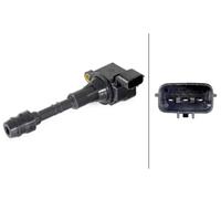 HELLA 5DA 358 057-281 Bobina de encendido - 12V - 3polos - Bobina de encendido cavidad bujía - atornillado