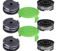 Bobina de hilo de repuesto de 6 piezas + 2 tapas, compatible con cortabordes Greenworks 40 V G40LT G40LTK2 G40LTK2x 2101507 2101507UA 2101507UC, bobina de hilo de repuesto de 8,3 m de longitud de 1,65