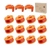 Bobina De Hilo para Compatible con Worx Cortabordes, Carrete para Cortabordes Apto para Worx, 3m Largo, Ø 1,65mm, WA0010, WA0004(12Bobina + 3 Cubierta), Nylon Bobina, Duradero y Duradero