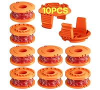 Bobina De Hilo para Compatible con Worx Cortabordes, Carrete para Cortabordes Apto para Worx, 3m Largo, Ø 1,65mm, WA0010, WA0004(8 Bobina + 2 Cubierta)