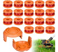 Bobina De Hilo para Compatible con Worx Cortabordes Juego de 20 piezas, Carrete para Cortabordes Apto para Worx, 3m Largo, Ø 1,65mm (18 Bobina + 2 Cubierta)