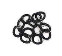 Bobina de plástico para banda de muñeca, llavero, pulsera de muelle elástico - Paquete de 20, negro