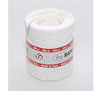 Bobina de rafia sintética de polirafia color blanco R53, altura 15 mm, longitud 200 metros