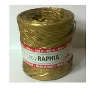 Bobina de rafia sintética de polirafia de color dorado R76, altura 15 mm, longitud 200 metros
