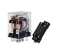 Bobina de relé de alta potencia JQX-13F HH62P, relé electromagnético micro DPDT general con base de zócalo, alimentación AC110V-220V, alimentación DC12V-24V, 10A(DC,220V-With base)