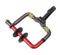 Bobina de soporte de línea de pesca con mosca de aleación de aluminio con gancho de plástico para mochila o cinturón, con ranura de corte automático y funda de pesca nocturna (rojo)
