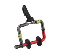 Bobina de soporte para línea de pesca para pesca con mosca hecha de aleación de aluminio con gancho de plástico para mochila o chaleco, funda de goma luminosa y ranura de corte automático (rojo)
