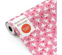 Bobina papel de regalo, rollo 62cm x 40m • CUPIDO ROSA ROJO • Ideal para San Valentín- Tiendas Negocios Comercios Envolver regalos Bodas Decoración [FP Fiesta Paper]