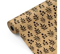 Bobina papel de regalo, rollo grande 62cm x 100m •KRAFT FLORECILLAS• Ideal para: Tiendas Negocios Comercios Envolver regalos Cumpleaños Baby Shower Bodas Decoración [FP Fiesta Paper]