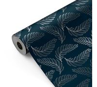 Bobina papel de regalo, rollo grande 62cm x 100m •PLUMA PLATA Y AZUL• Ideal para: Tiendas Negocios Comercios Envolver regalos Cumpleaños Baby Shower Bodas Decoración- FP Fiesta Paper