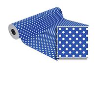 Bobina Papel Regalo ANDINA, 31 cm. x 85 m. (AZUL LUNARES BLANCO GRUESOS)