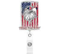 Bobina para del 4 de julio, clip para placa de identificación con acrílico brillante, broche para documentos retráctil, accesorio para solapa de chaqueta, titular de la para