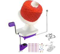 Bobinador de bolas de hilo, enrollador de bolas moradas a mano para hilo, enrollador de hilo con fácil instalación para almacenamiento de hilo + 2 piezas de ganchillo ajustables + 10 agujas de tejer +