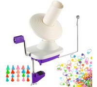 Bobinador de bolas de hilo, enrollador de bolas moradas operado a mano para hilo, enrollador de hilo con fácil instalación para almacenamiento de hilo + 20 agujas de tejer de punto protectores de