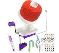 Bobinador de bolas de hilo, práctico bobinador de hilo morado para hilo, combo de bobinador de bolas con fácil instalación para almacenamiento de hilo + 53 agujas de tejer + 1 tijeras