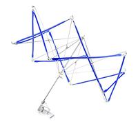 Bobinadora de hilo de ganchillo en forma de paraguas ajustable, soporte retráctil de hierro azul para tejido y crochet, fácil instalación y múltiples hilos