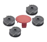 Bobinas compatibles con Bosch art 24, 27, 30 y art 30-36, bobinas de posicionamiento, 6m de longitud, 1,6 mm de diámetro, bobinas de cortadora de césped (1 cobertura, 4 bobinas)