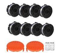 Bobinas de desbrozadora para desbrozadora Black Decker, bobina única, bobinas A6481 A6485 compatibles con cubiertas de bobina Black Decker (8 bobinas + 2 cubiertas + 2 resortes)