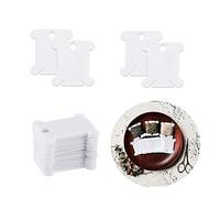 Bobinas de Hilo de Plástico,100 Piezas Tarjetas Organizadoras de Hilo de Bordar para Accesorios de Máquina de Coser Blanco