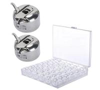 Bobinas de plástico transparentes para máquina de coser doméstica manual 36 unidades con caja organizadora y canillas incluidas, tamaño estándar, uso diario y reemplazo