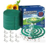 Bobinas repelentes de mosquitos para exteriores, alcanza hasta 3 m, cada bobina se quema durante 5-7 horas (cuatro en cada paquete contiene un total de 16 carretes y 8 soportes de bobina)